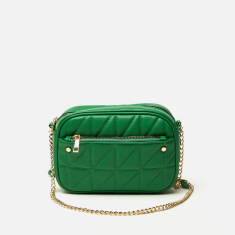 Shop Textured Crossbody Bag with Zip Closure and Chain Strap 