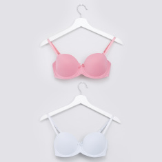 Shop Set of 2 - Solid Push Up Balconette Bra with Hook and Eye Closure  Online