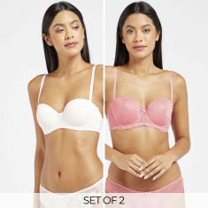 Shop Pack of 2 - Assorted Padded Balconette Bra with Hook and Eye