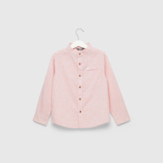 Shop Mandarin Collar Shirt with Long Sleeves Online