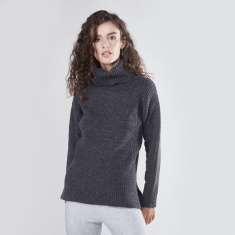 Shop Textured Sweater with Turtle Neck and Long Sleeves Online